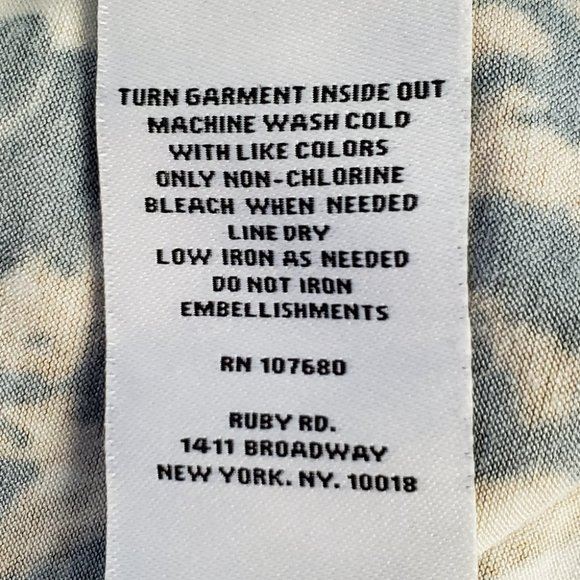 Ruby Rd. Soft Striped Animal Print Embellished Neck Side Drawstring Top Size L - Picture 8 of 9